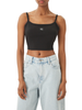 Calvin Klein Jeans canotta crop donna a costine nero