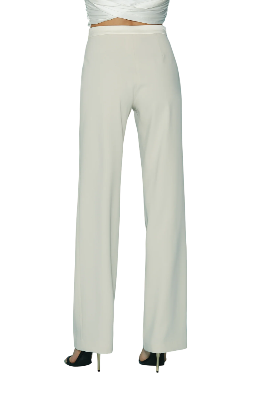 Relish pantaloni a palazzo Daniele con dettagli satin ecrù DANIELE 1101 RELISH 
