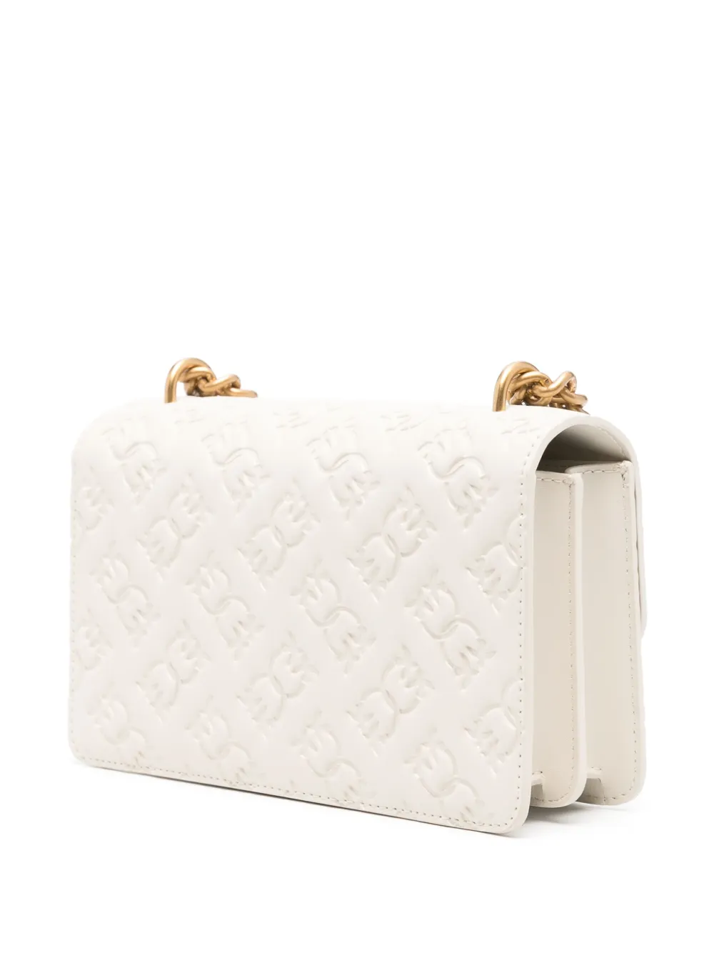 Pinko borsa Love One Mini in pelle con logo imprimè bianco oro 100074-A1YB Z14Q PINKO 