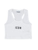 Icon top crop bambina con logo bianco