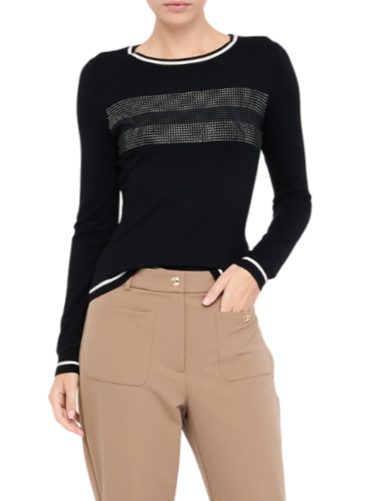 Liu Jo maglia donna con strass nero TF5209MS49I 03N66 LIU JO 