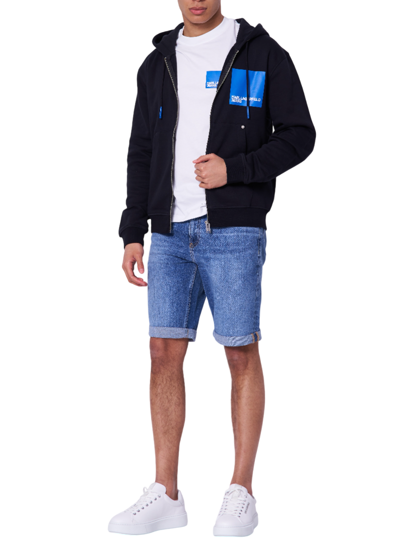 Karl Lagerfeld Jeans felpa con zip e cappuccio patch logo nero 235D1803 J101 KARL LAGERFELD 