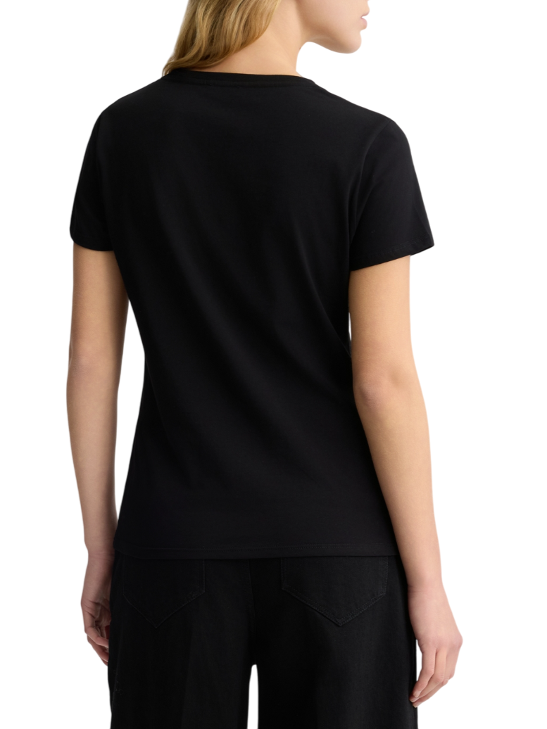 Liu Jo T-shirt maniche corte con scollo a V logo strass nero TA5179J6040 M9304 LIU JO 