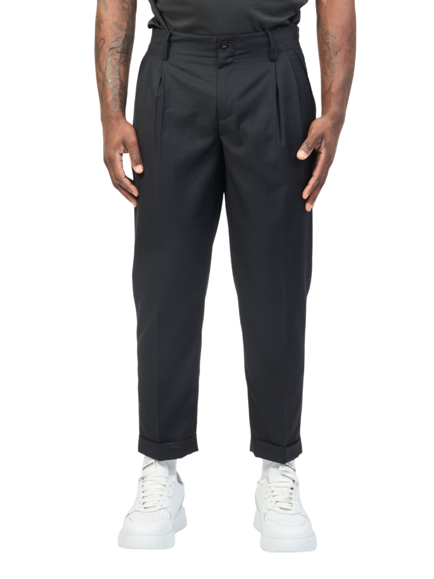 John Richmond pantaloni Rinesti con pinces gamba slim nero UMP25225PA BLACK John RICHMOND 