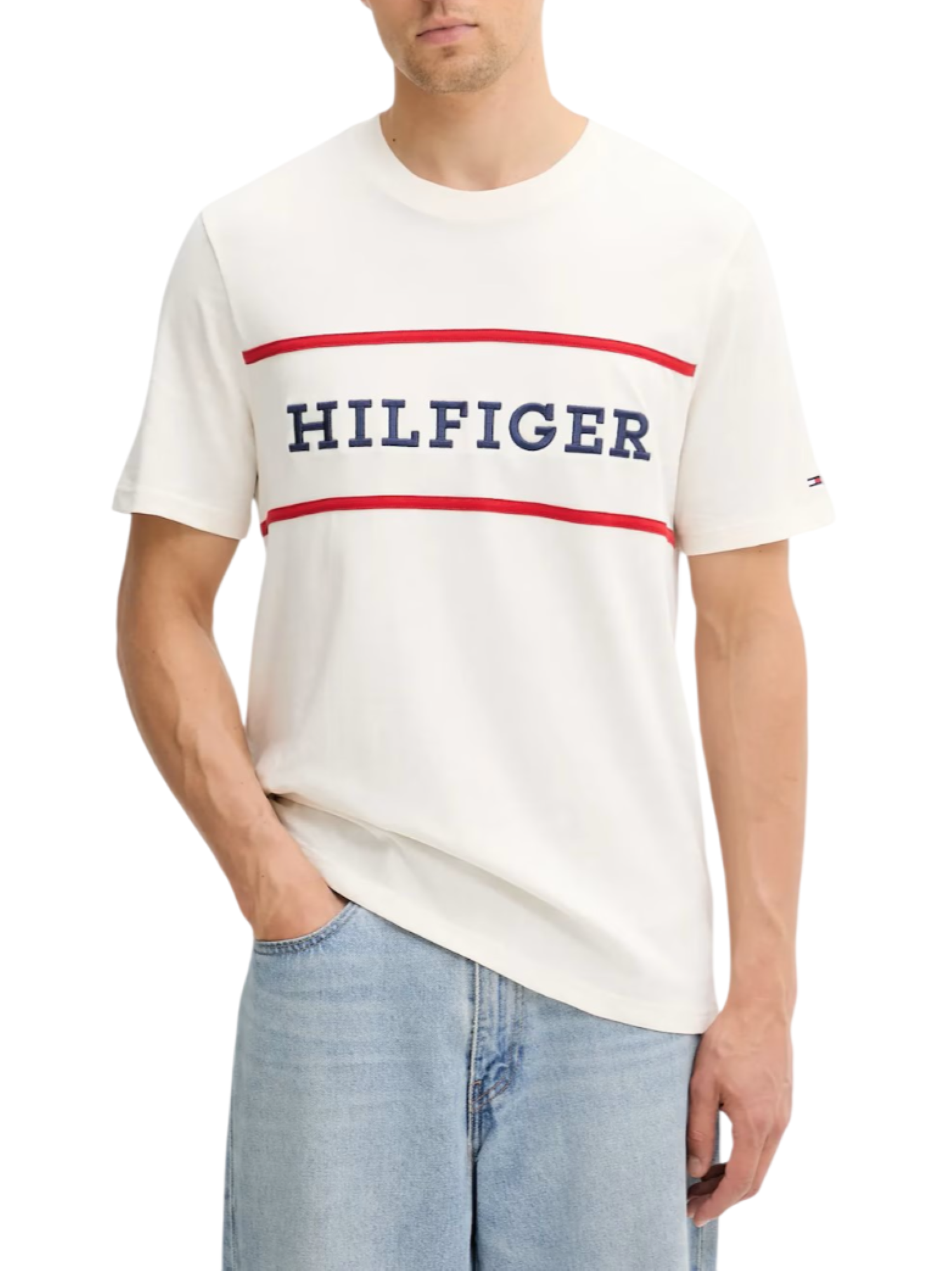 Tommy Hilfiger T-shirt uomo manica corta beige chiaro MW0MW39845 Z00 Tommy Hilfiger 