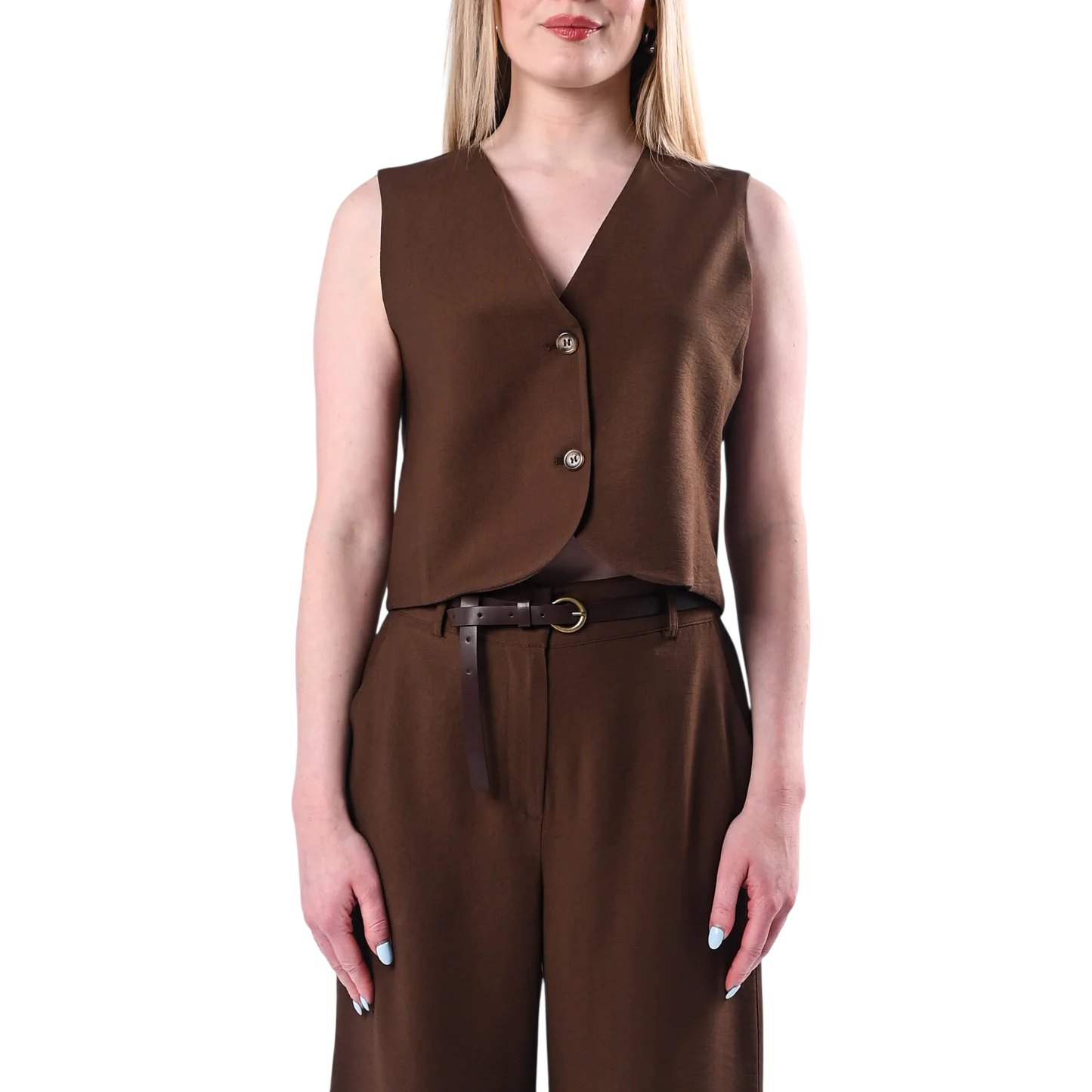 Haveone gilet donna misto viscosa marrone LIA-Q044 MORO HAVEONE 