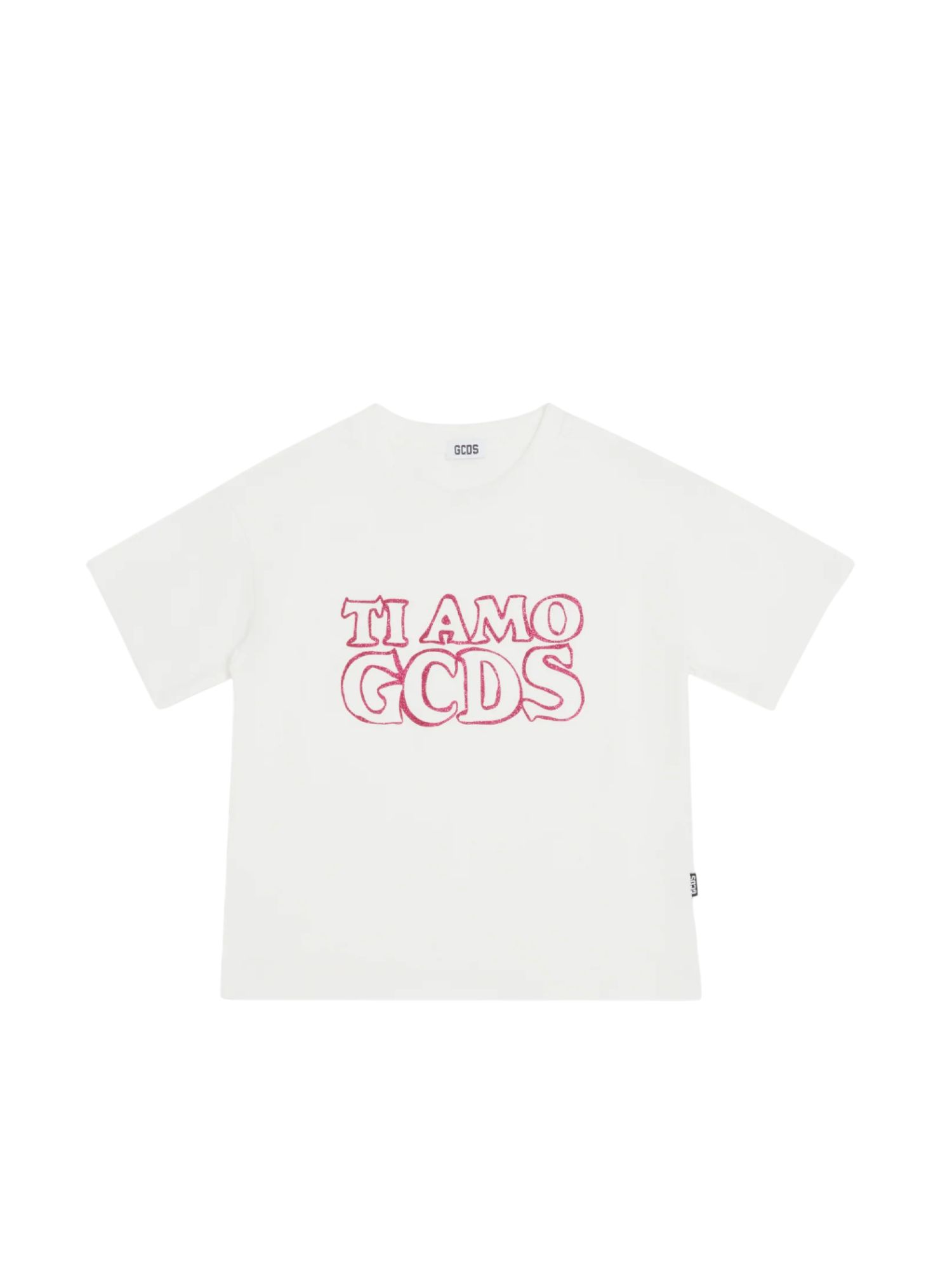 Gcds T-shirt manica corta con logo glitter avorio B2JW2335BA3 BONE GCDS 