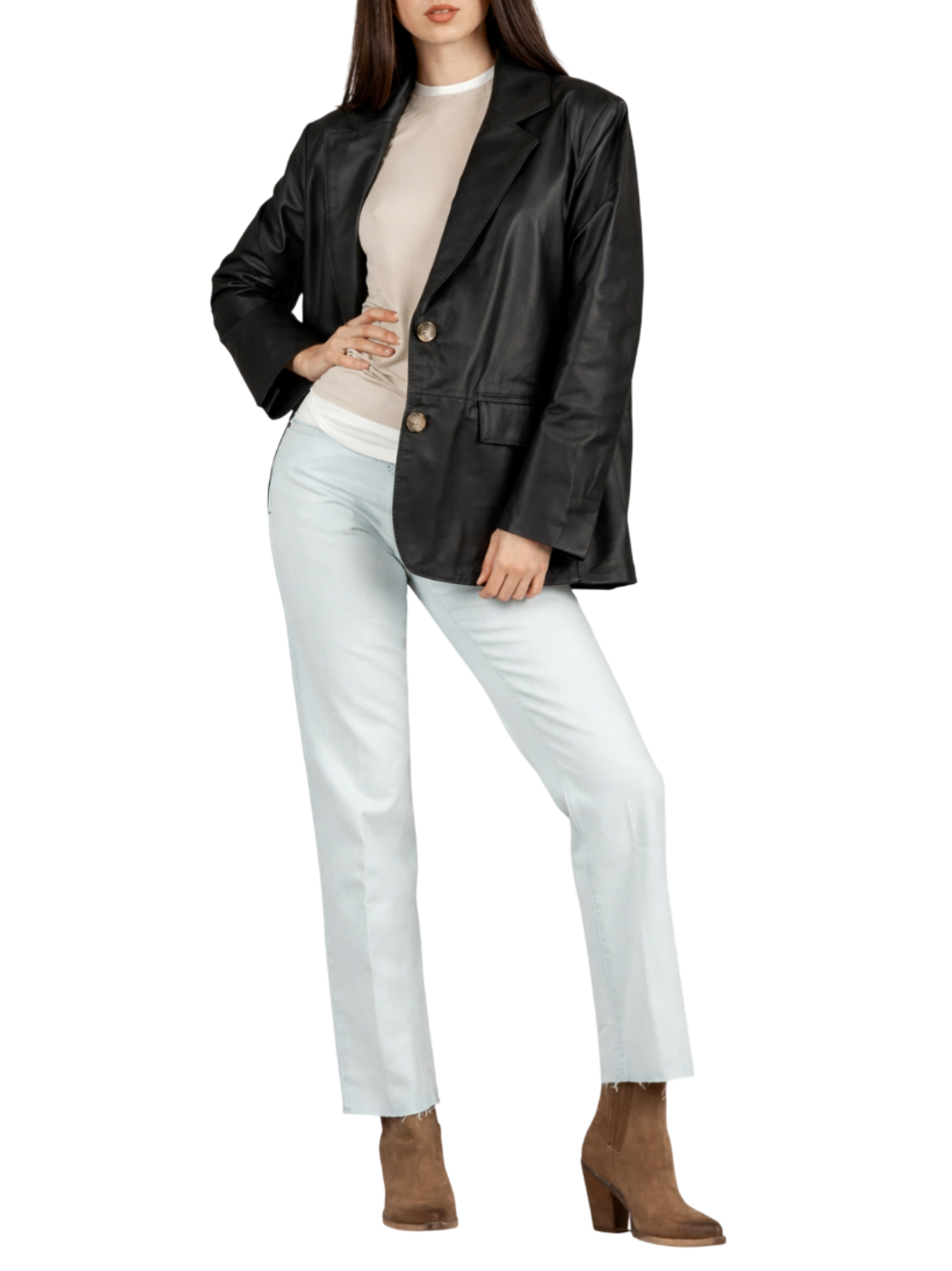 Vicolo giacca blazer donna in pelle nero TAB0178 NERO VICOLO 