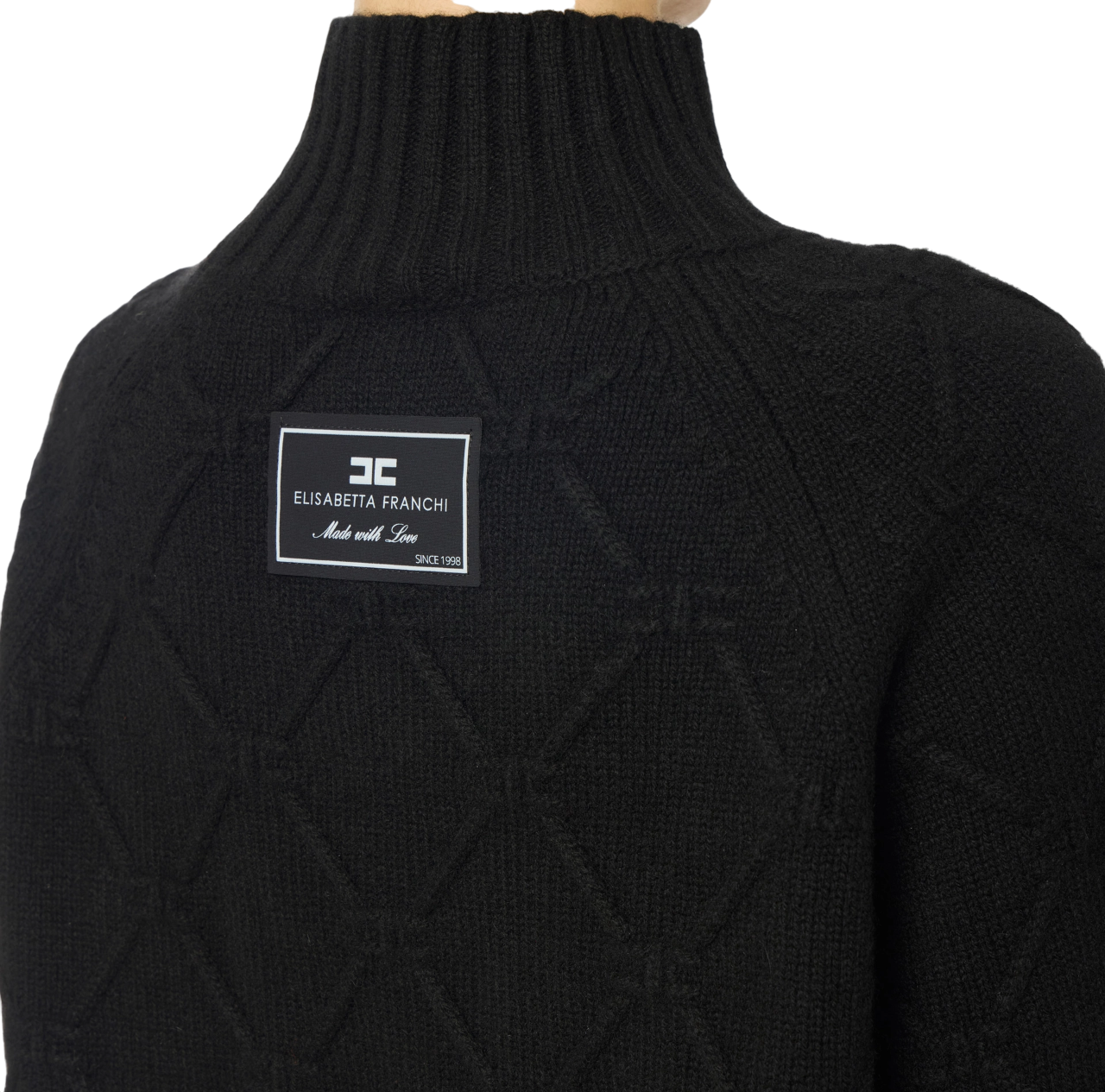 Elisabetta Franchi maglia dolcevita misto cashmere nero MK55T57E2 110 ELISABETTA FRANCHI 
