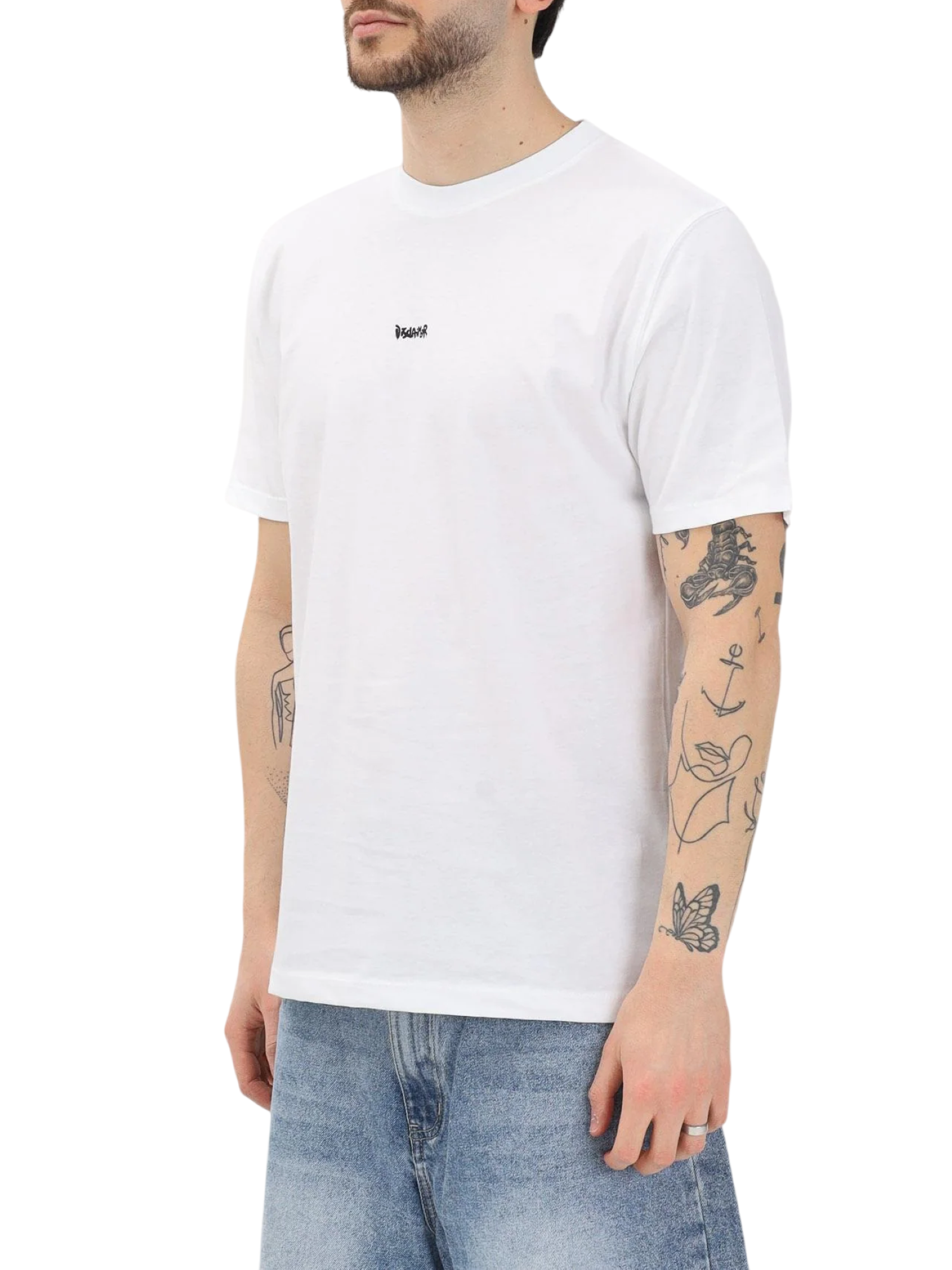 Disclaimer T-shirt uomo manica corta stampa logo bianco 55544 BIANCO DISCLAIMER 