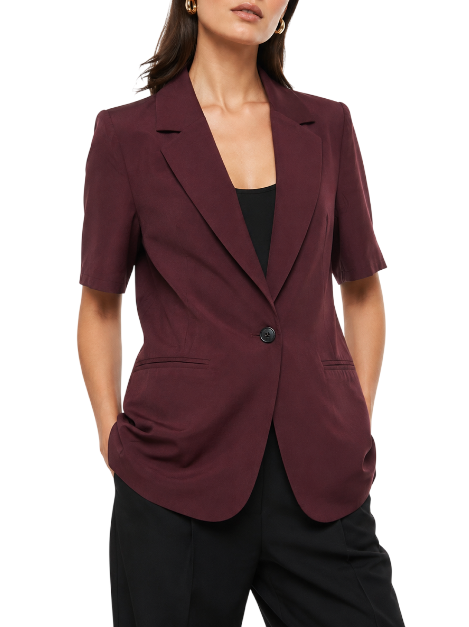 Haveone giacca blazer donna manica corta borgogna JVIN110 VINO HAVEONE 