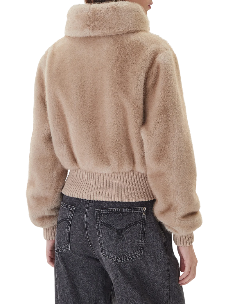 Pinko pelliccia ecologica con zip Bagels beige 105399-A2PI C60 PINKO 
