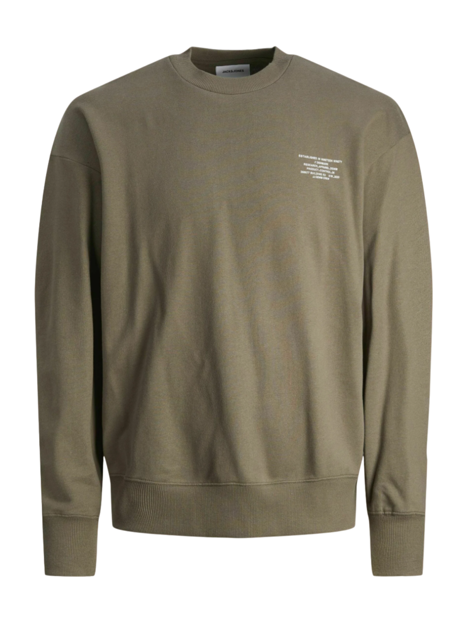 Jack&Jones felpa in spugna di cotone verde militare 12250647 BUNGEE CORD JACK&JONES 