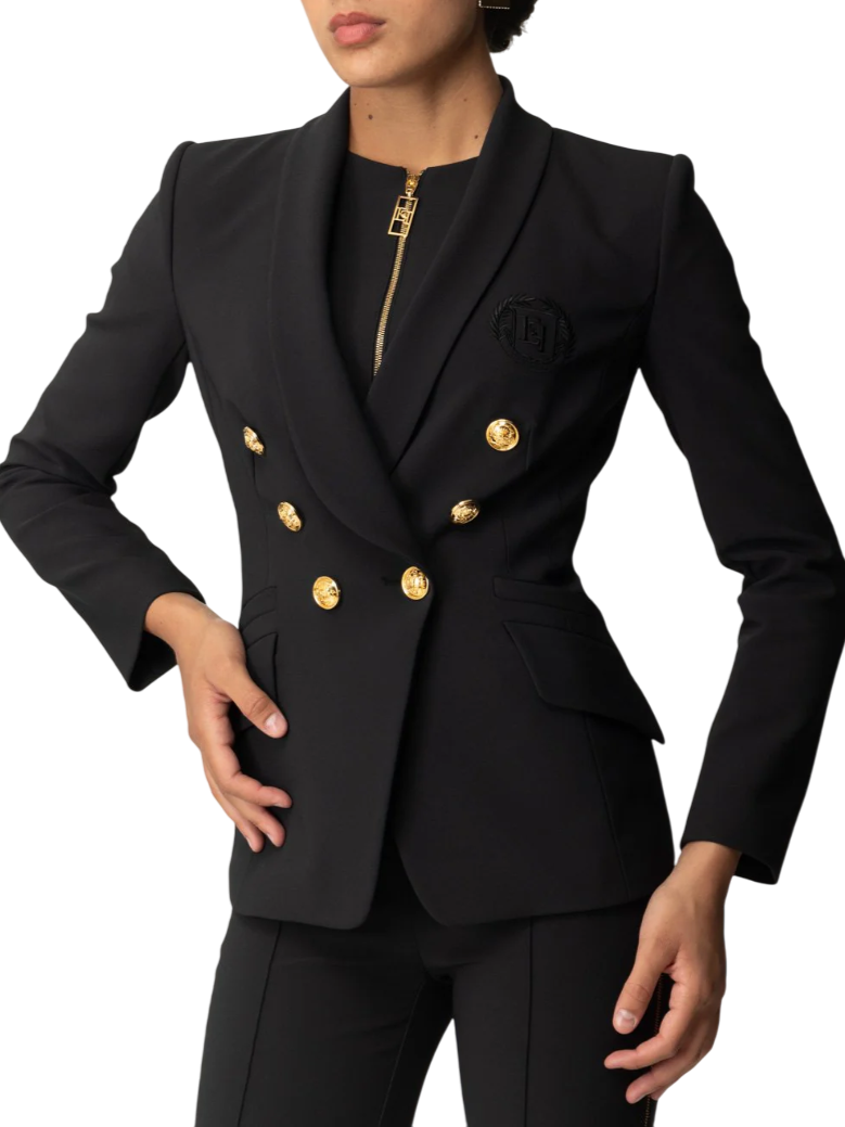 Elisabetta Franchi giacca blazer doppiopetto nero GI17456E2 110 ELISABETTA FRANCHI 