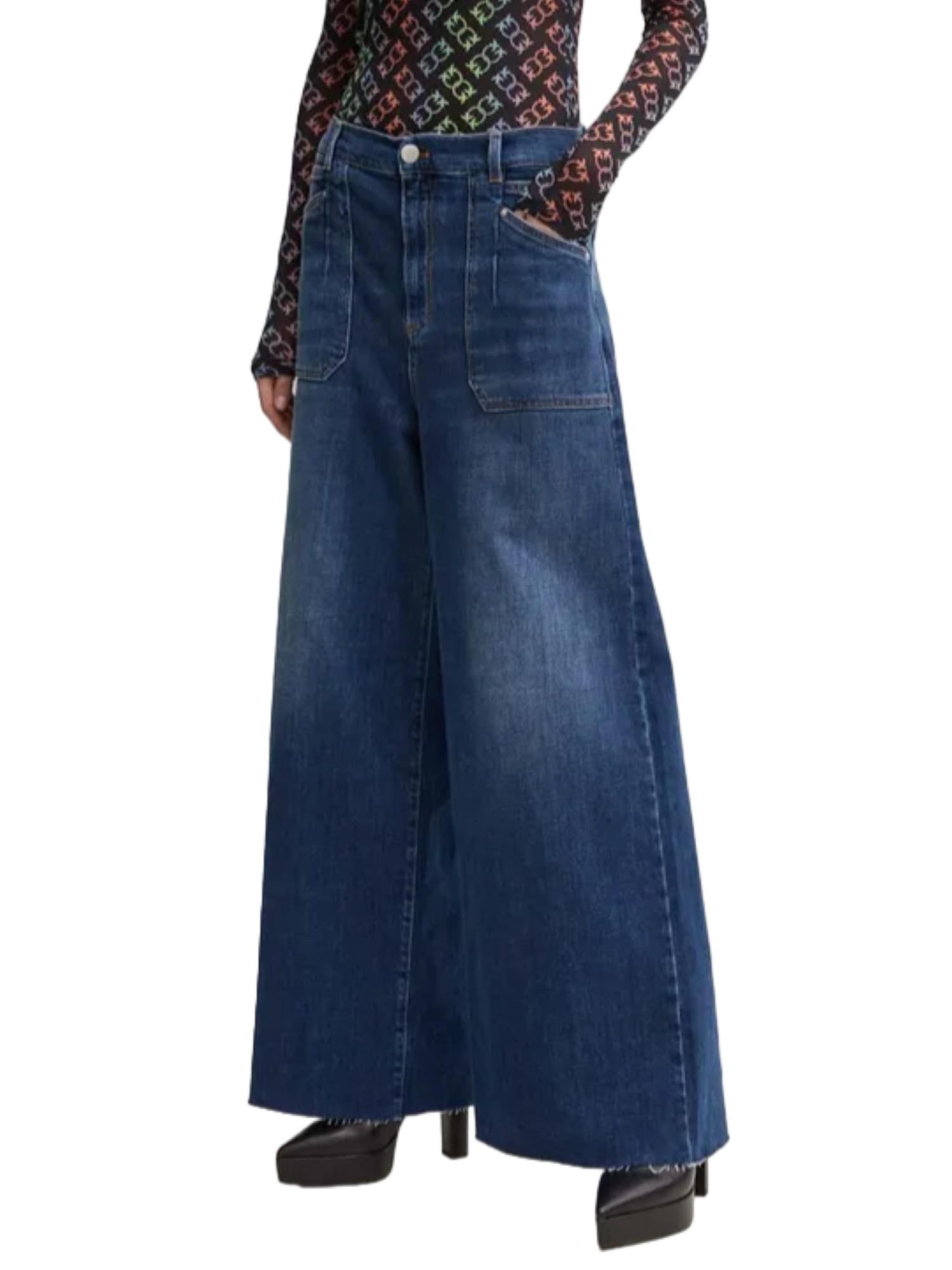 Pinko jeans Bianca baggy gamba larga lavaggio blu scuro 103924-A20M PJZ PINKO 