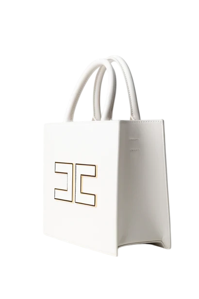 Elisabetta Franchi borsa tote piccola con logo avorio BS33A56E2 DZ9 ELISABETTA FRANCHI 