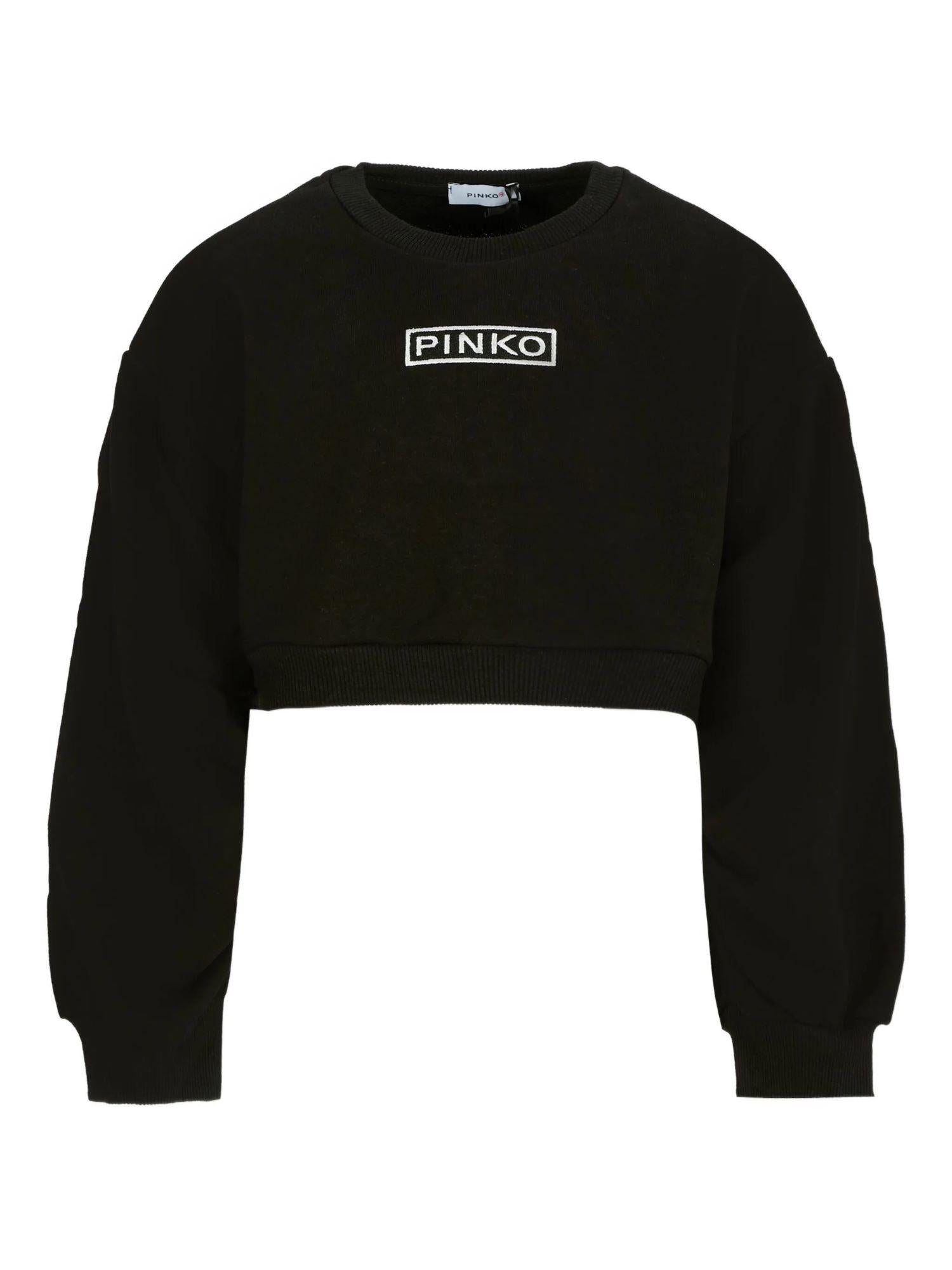 Pinko Kids felpa crop bambina con logo nero KFFE012CFF013 D852 PINKO KIDS 