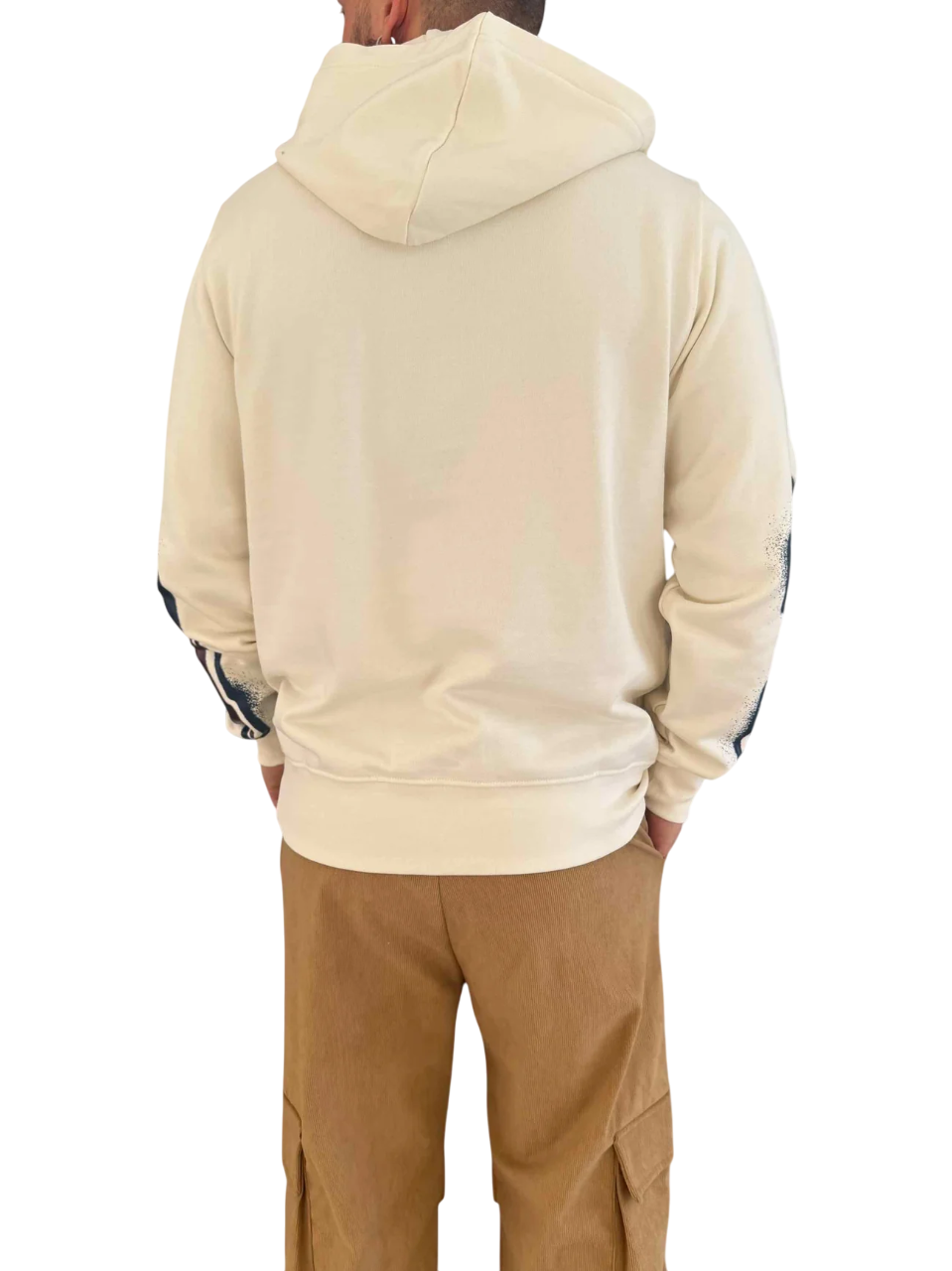 Disclaimer felpa uomo con maxi logo color latte 55124 LATTE DISCLAIMER 