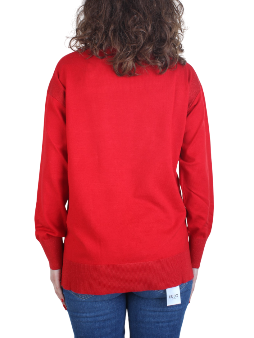 Opificio 4.0 maglia girocollo con tasche lurex rosso D41010 0320 Opificio 4.0 