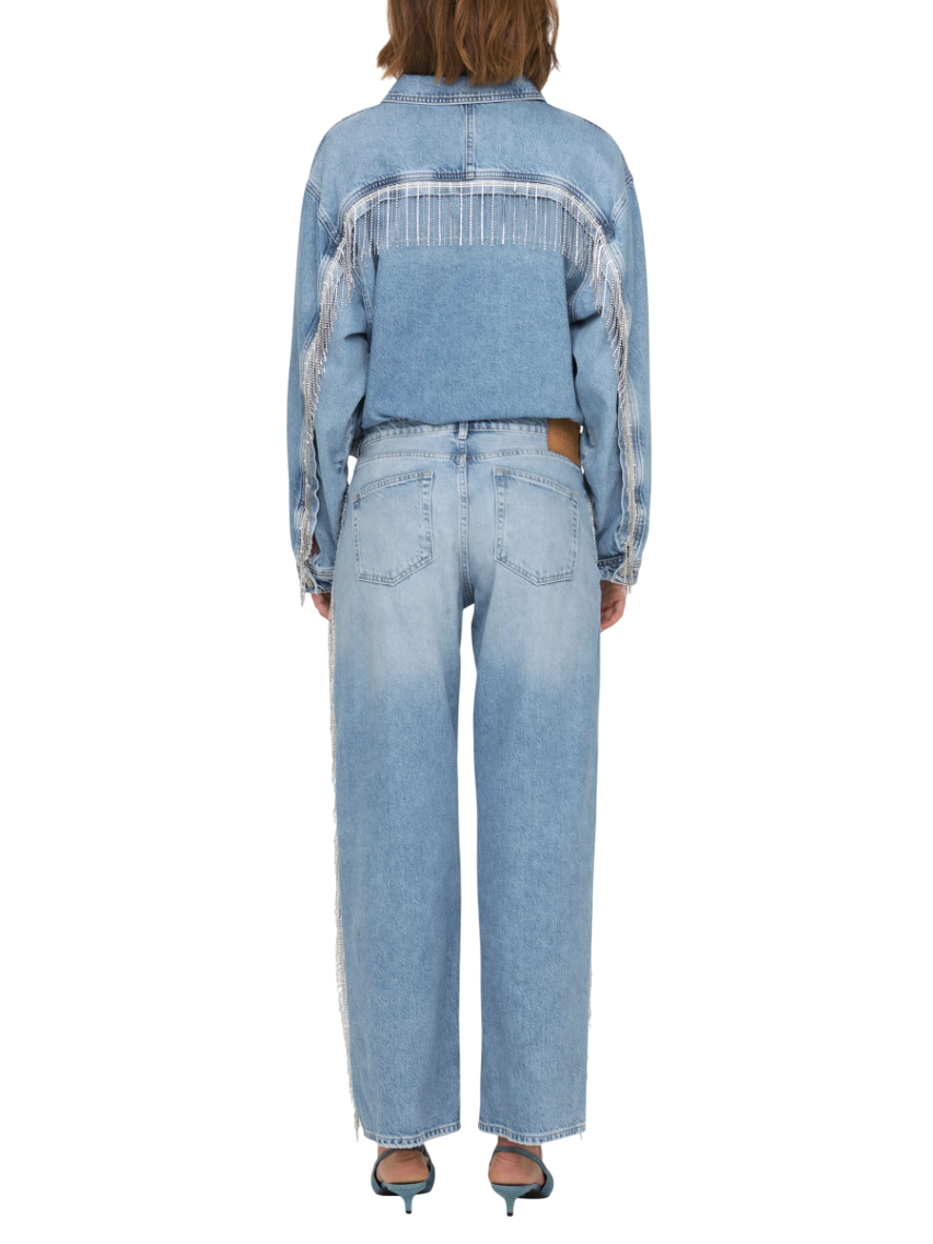 Only jeans gamba larga Sunset con applicazioni strass lavaggio blu 15342633 LIGHT BLUE DENIM ONLY 