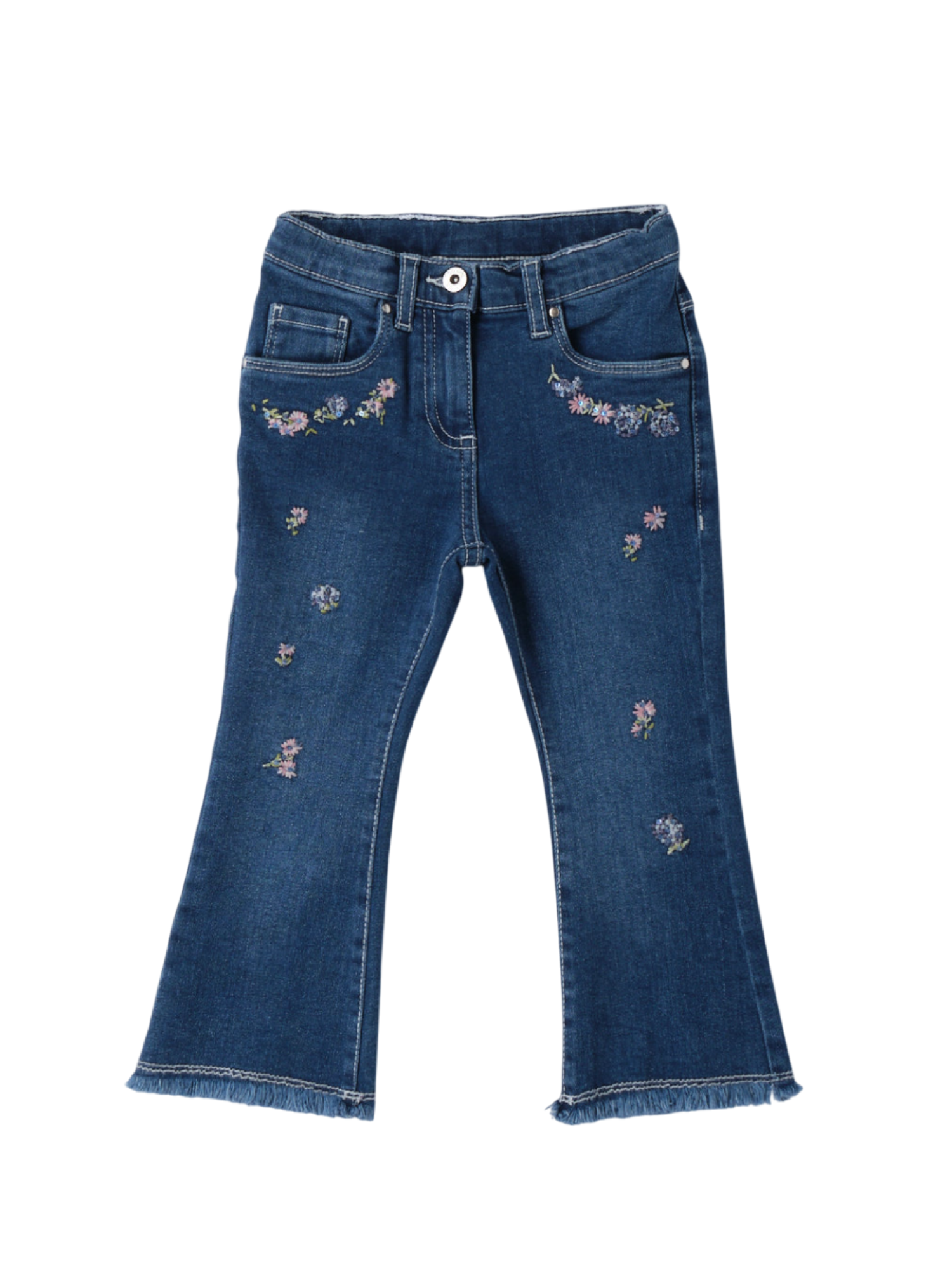 iDo jeans flare con ricami floreali lavaggio blu 4B379 7400 iDO 