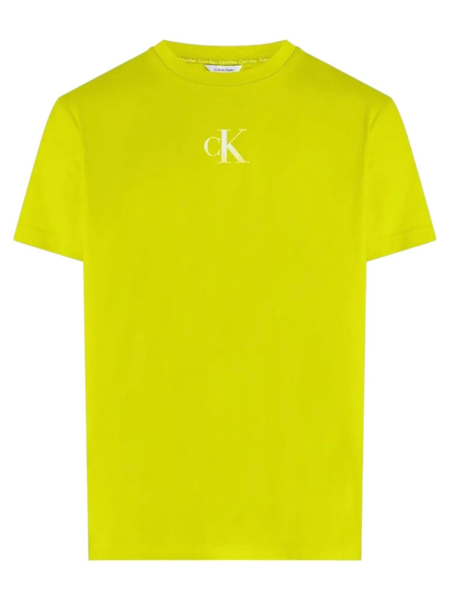Calvin Klein T-shirt manica corta con logo monogram giallo lime KM0KM01144 LRF Calvin Klein 