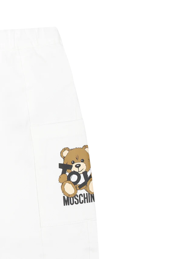 Moschino pantaloni cargo con stampa orsetto bianco MUP05C-LPA01 10101 MOSCHINO 