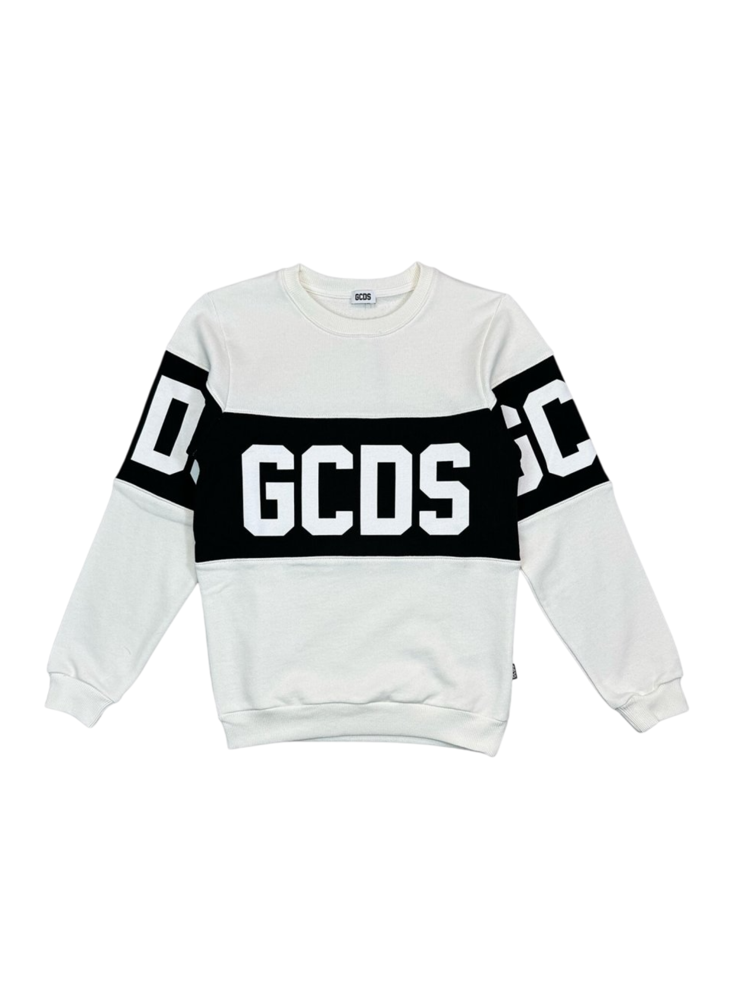 Gcds felpa bambino con banda logata avorio B2JU1527BA2 BONE GCDS 