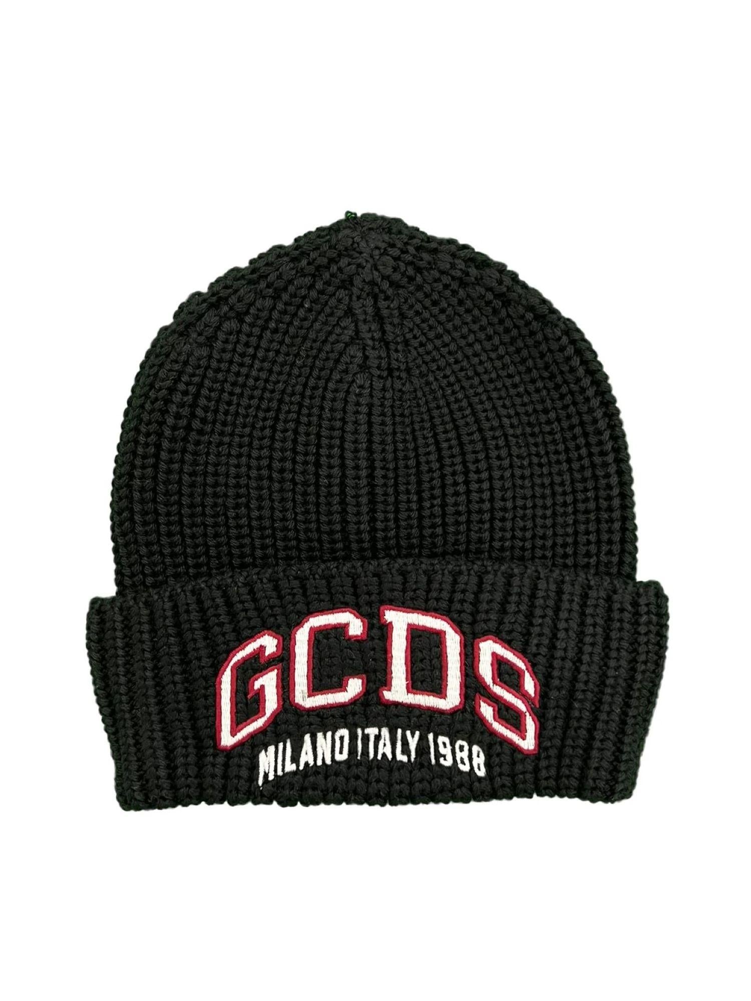 Gcds cappello in maglia bambino con logo nero B2JU5817AL8 BLACK GCDS 