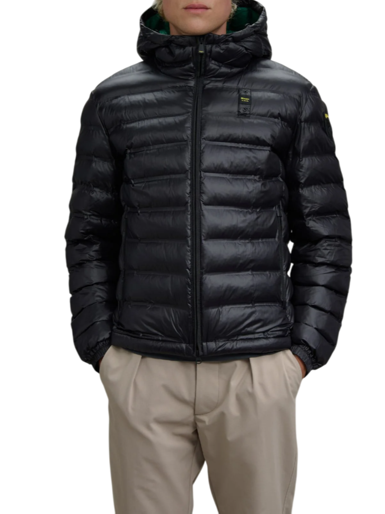 Blauer piumino uomo Charles con cappuccio nero verde 25WBLUC02132-007284 999EN BLAUER 