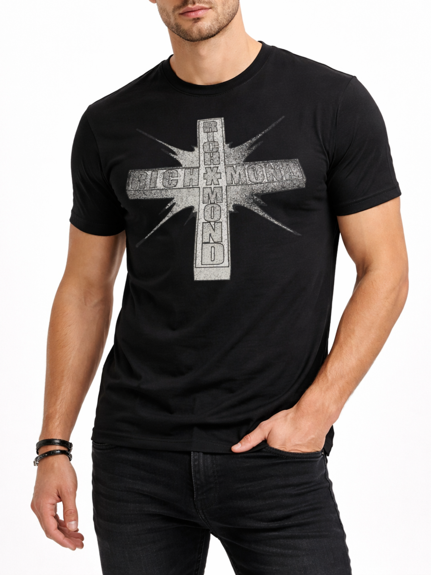 John Richmond T-shirt uomo manica corta Padille nero UMP26112TS BLACK John RICHMOND 