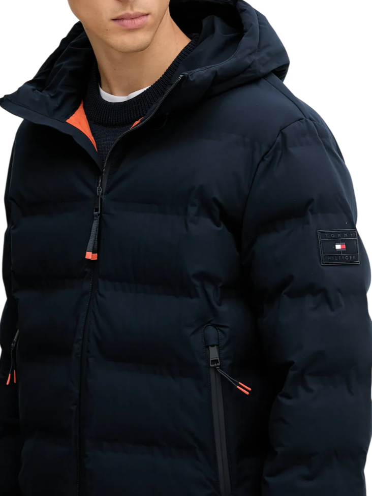 Tommy Hilfiger piumino trapuntato uomo con cappuccio blu MW0MW40637 DW5 Tommy Hilfiger 