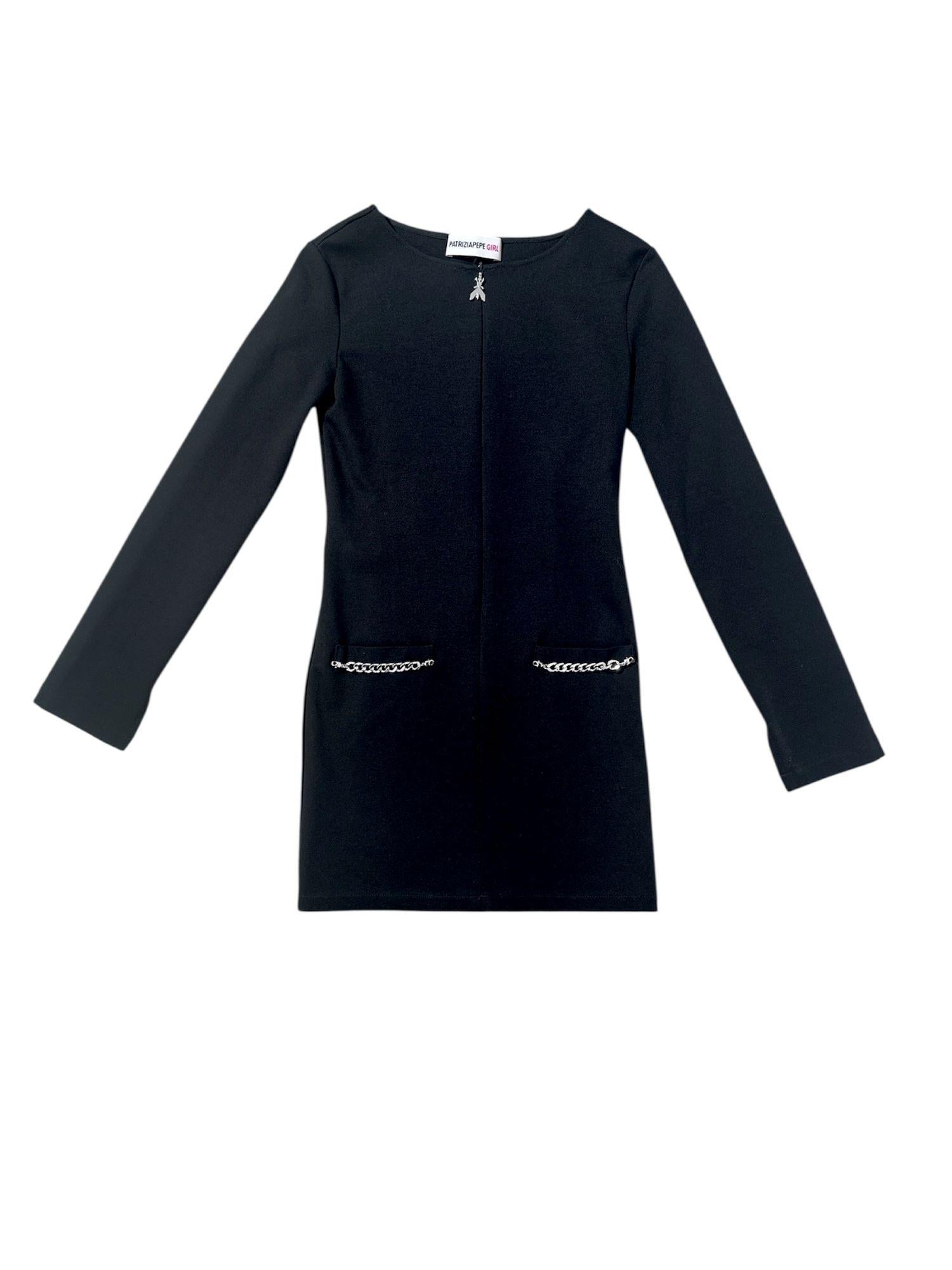 Patrizia Pepe abito corto bambina con catenelle nero 7A0566-A641 K103 PATRIZIA PEPE 