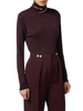 Elisabetta Franchi maglia dolcevita con logo jacquard borgogna