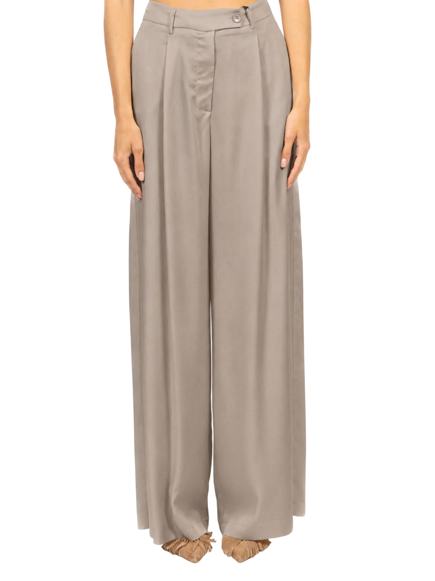 Vicolo pantaloni gamba larga con pinces tortora TAB1631 BEIGE VICOLO 