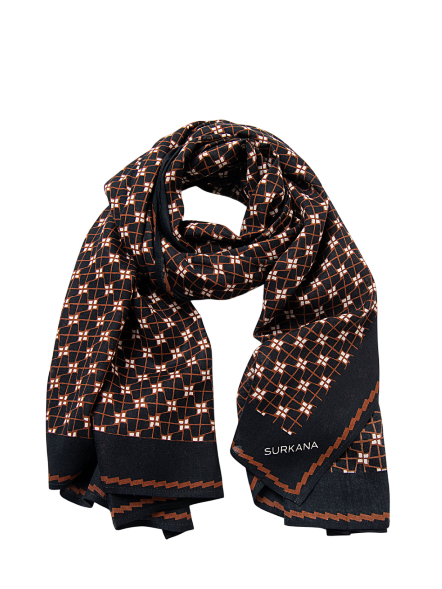 Surkana sciarpa donna in viscosa nero marrone 35PASA227 00 SURKANA 