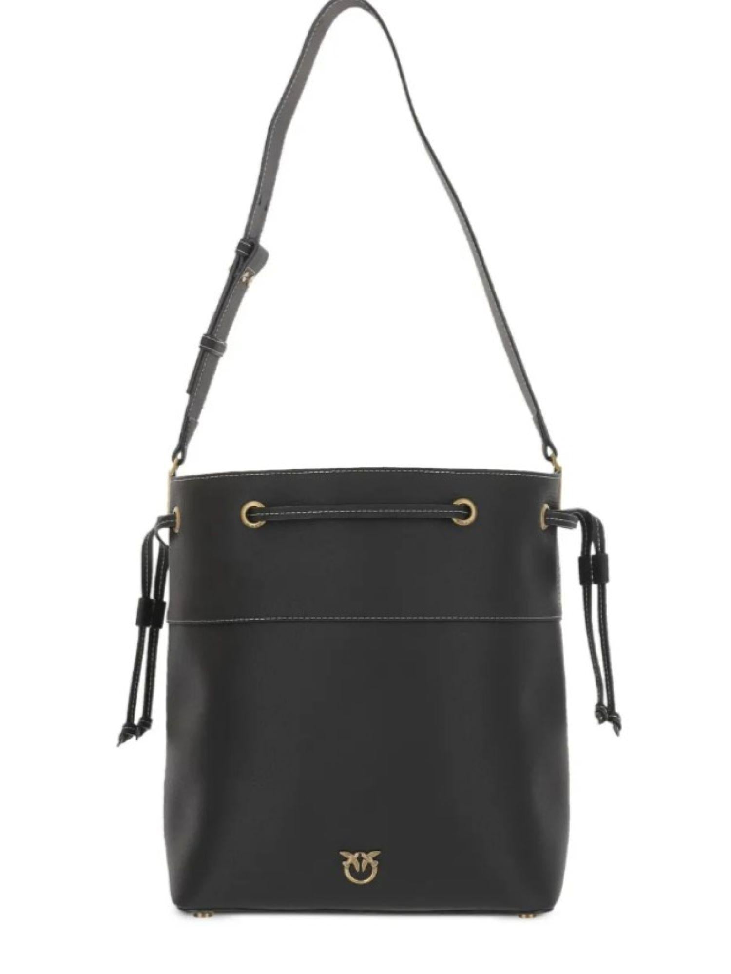 Pinko borsa secchiello Classic in pelle martellata nero