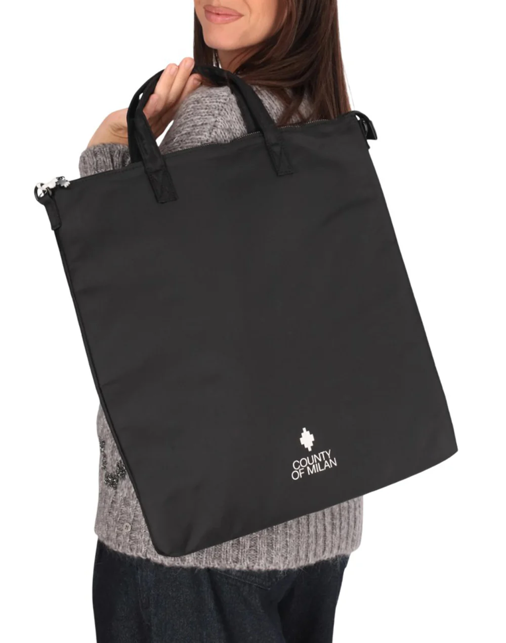 County of Milan borsa tote in nylon nero COMAF250120 NERO-BIANCO COUNTY OF MILAN 