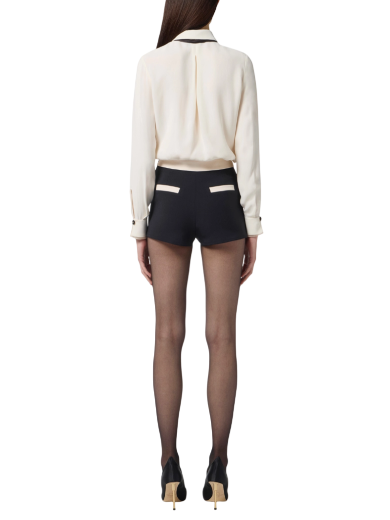 Elisabetta Franchi camicia in georgette con foulard bianco latte CA09356E2 DZ9 ELISABETTA FRANCHI 