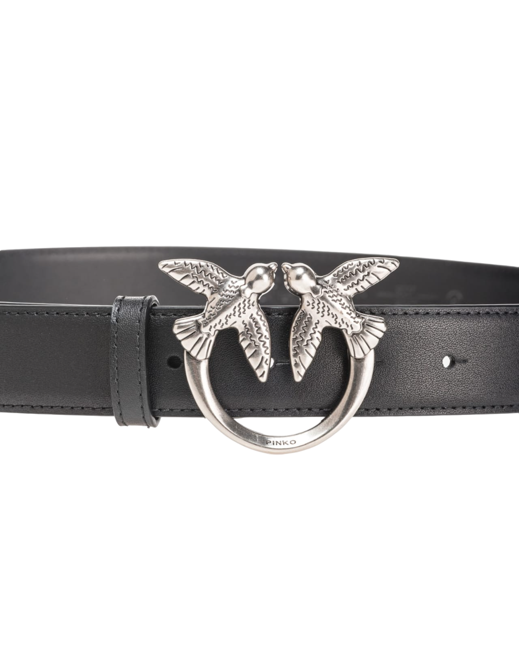 Pinko cintura in pelle con fibbia Love Birds h3 nero argento 100125-A0F1 Z99O PINKO 
