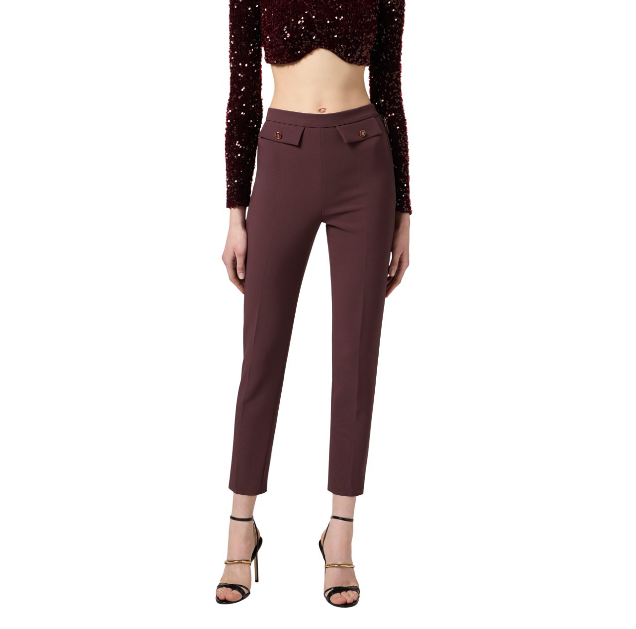 Elisabetta Franchi pantaloni slim in crepe borgogna PA12056E2 EA4 ELISABETTA FRANCHI 
