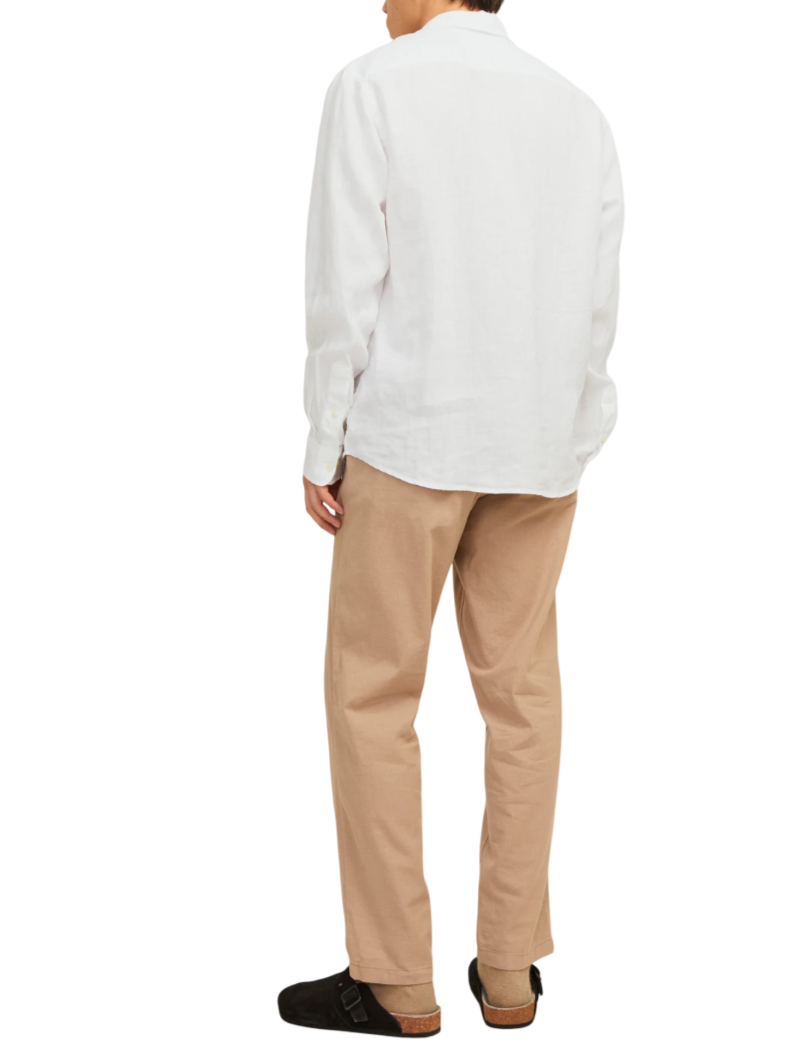 Jack&Jones camicia manica lunga in lino bianco 12273907 BRIGHT WHITE JACK&JONES 
