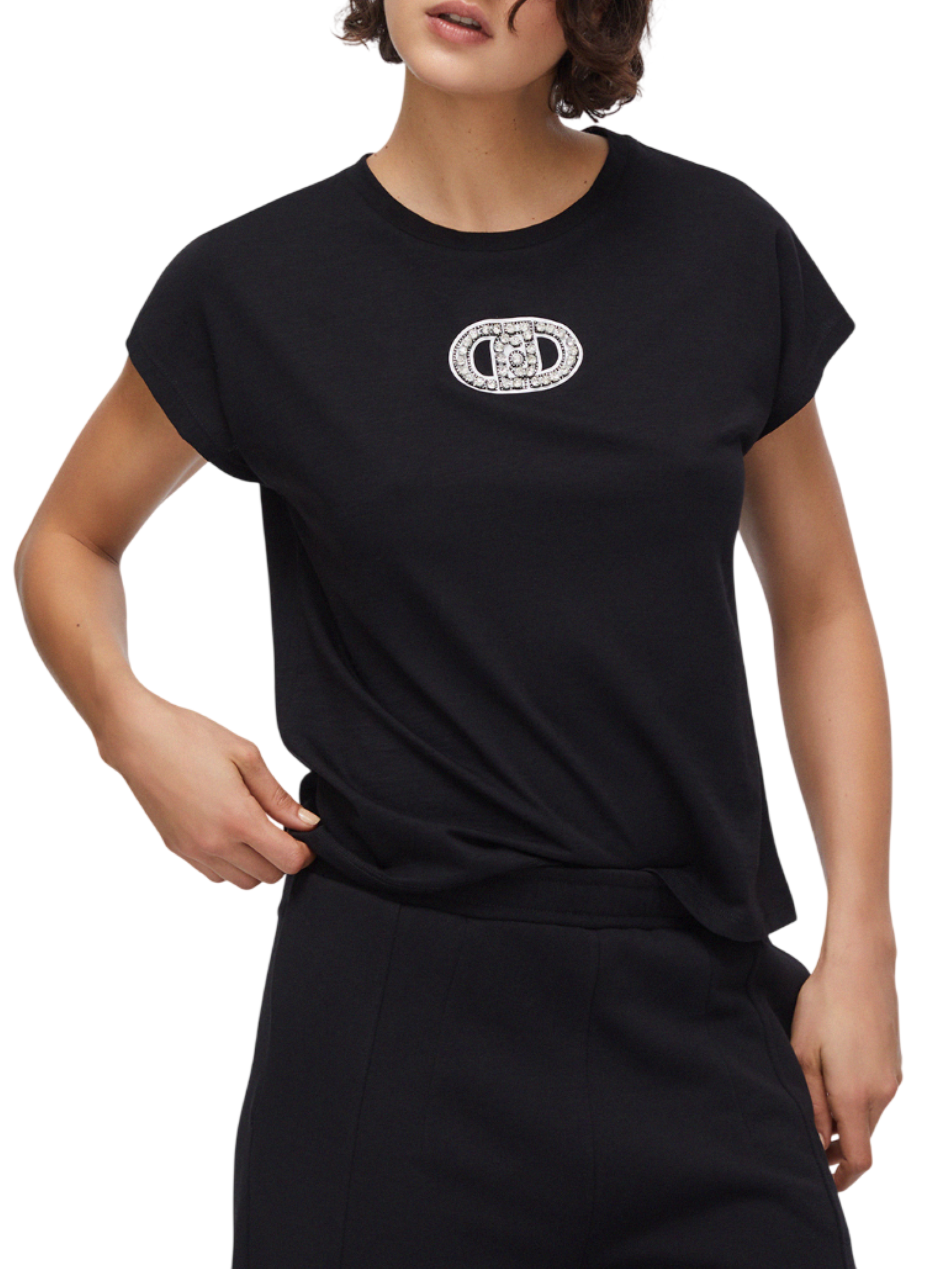Liu Jo T-shirt manica corta con logo gioiello nero TA6164JS870 P9298 LIU JO 