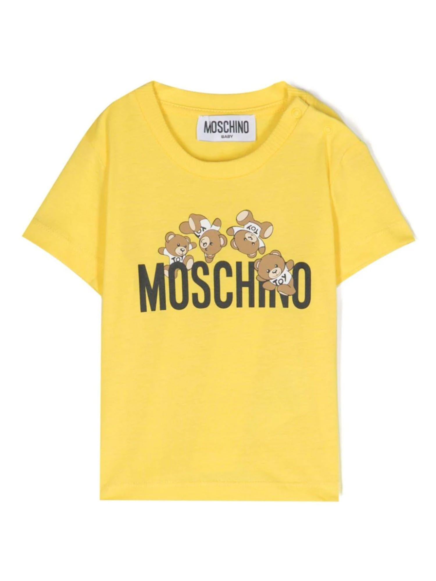 Moschino T-shirt neonato a manica corta con logo e orsetti giallo MWM032LAA03 50162 MOSCHINO 