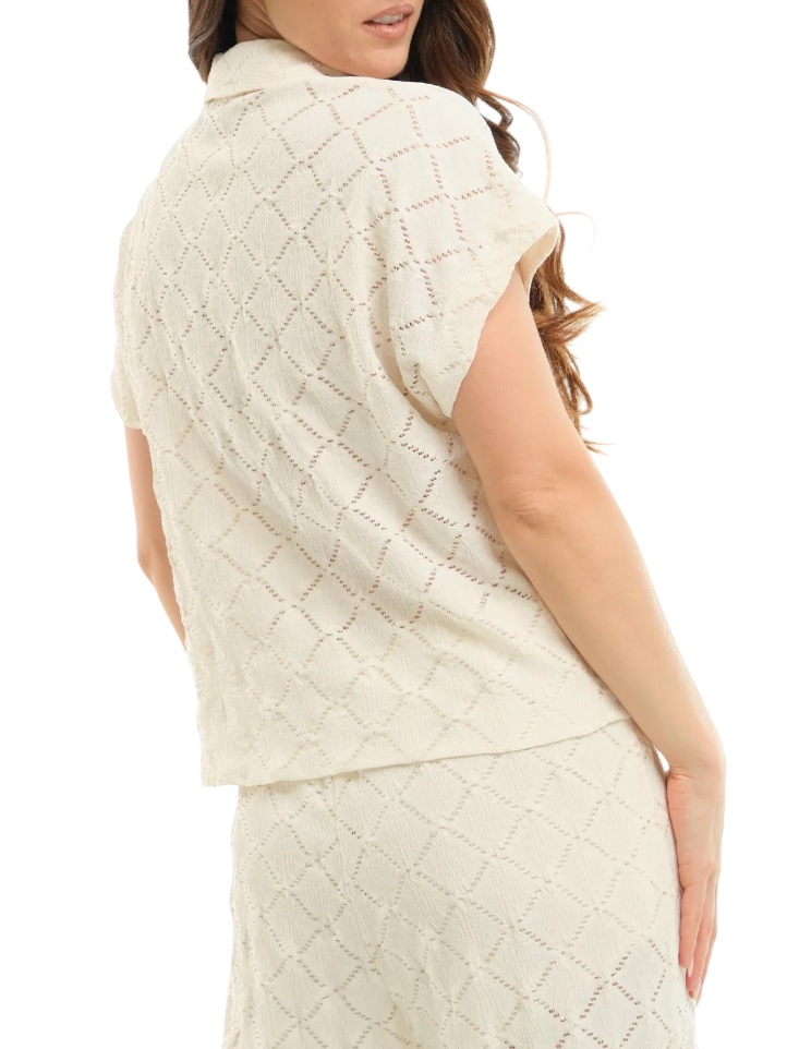 Haveone camicia maniche corte crochet beige CMI-N379 BURRO HAVEONE 