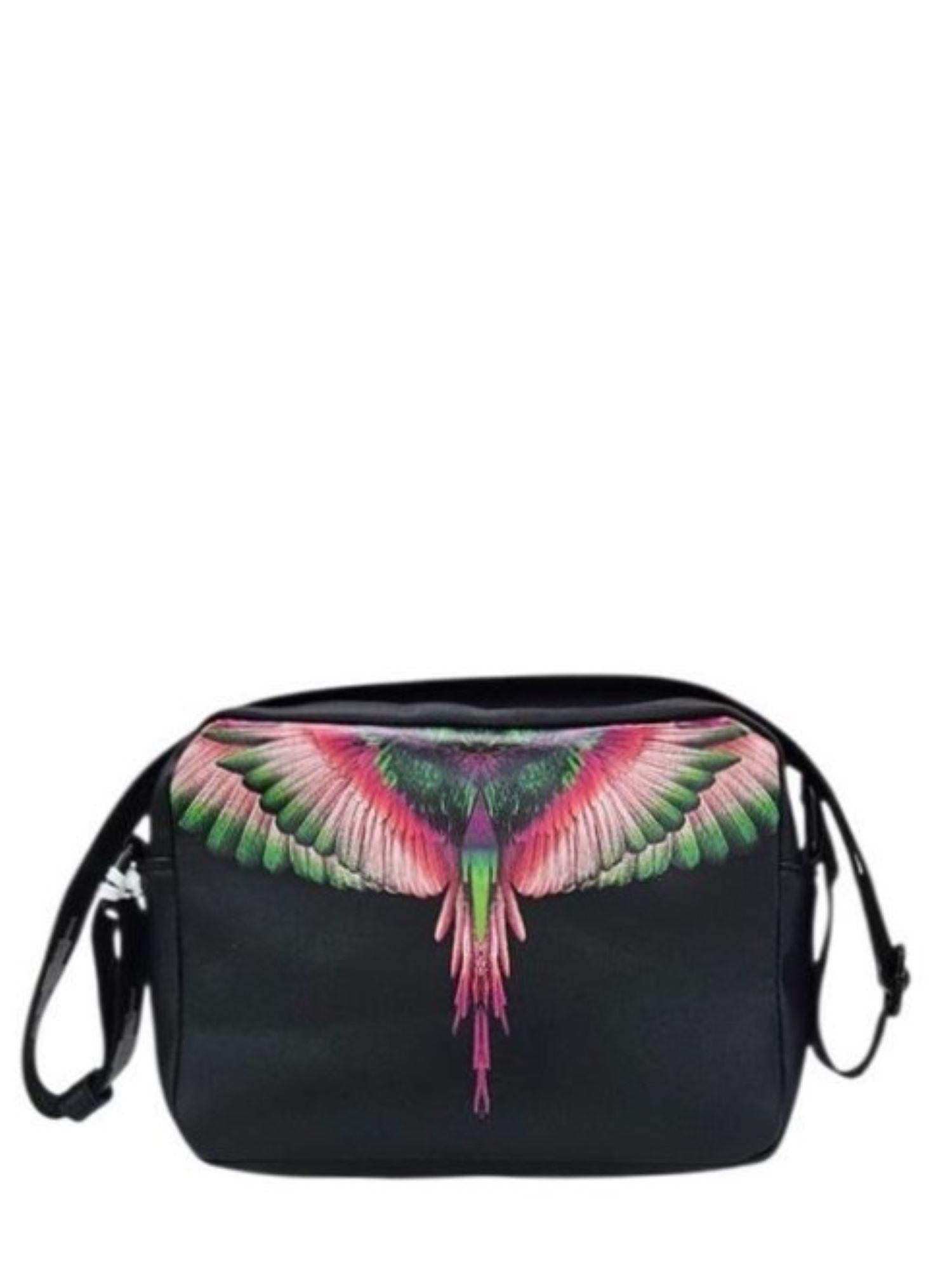 County of Milan borsa a tracolla donna in ecopelle nero COMAF250146 NERO-PINK WINGS COUNTY OF MILAN 