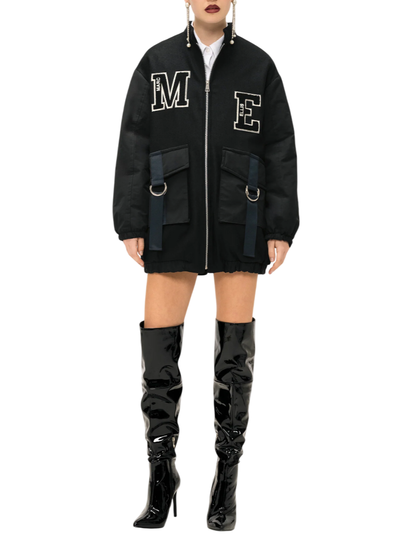 Marc Ellis giubbino bomber corto con patch logo nero MCLJ0084 002 MARC ELLIS 