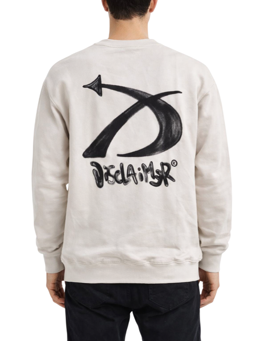 Disclaimer felpa uomo con logo posteriore ecrù 55449 GHIACCIO DISCLAIMER 