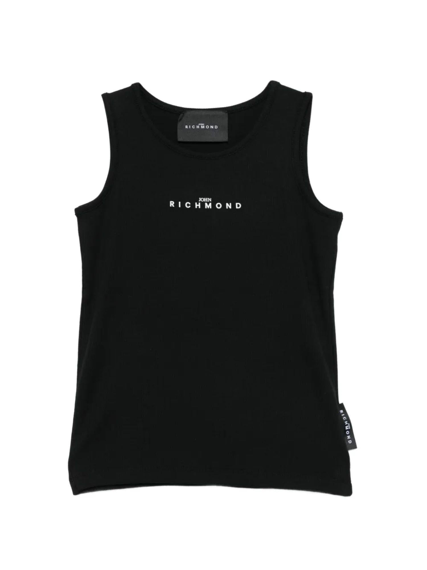 John Richmond canotta crop bambina con logo nero RGP26172CN BLACK-WHITE John RICHMOND 