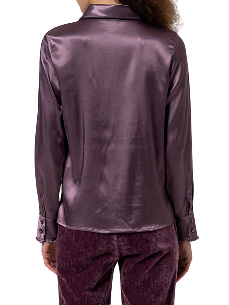 Surkana camicia satin manica lunga viola 565LIKI122 45 SURKANA 